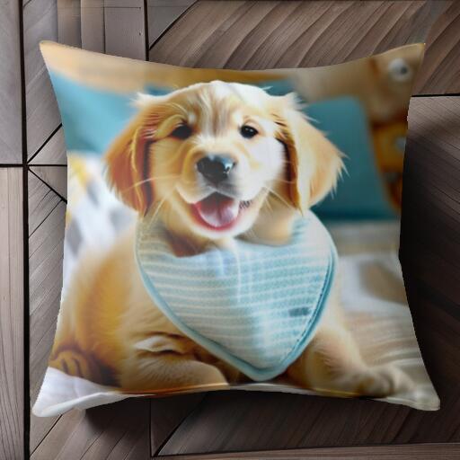 子犬 ゴールデンレトリバー よだれかけ 寝具 枕 クッションカバー 45×45cm アニマル柄 おしゃれ 可愛い..