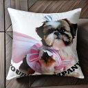 犬服 シーズー チュールスカート リボン クッションカバー 45×45cm アニマル柄 おしゃれ 可愛い クッション本体付き 正方形 犬ファン