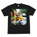コーギー Tシャツ メンズ キッズ 犬ファン 半袖 春夏 犬柄 プリント カジュアル かわいい 人間用 個性派 ここだけのデザイン 面白 雨 コーギー レインコ...