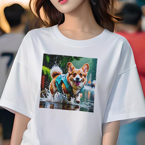 コーギー Tシャツ レディース 犬ファン 半袖 春夏 犬柄 プリント カジュアル かわいい 人間用 個性派 ここだけのデザイン 面白 雨 コーギー レインコート 水たまり コーギー Tシャツ レディース 犬ファン 半袖 春夏 犬柄 プリント カジュアル かわいい 人間用 個性派 ここだけのデザイン 面白 雨 コーギー レインコート 水たまり