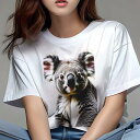 Tシャツ レディース 犬ファン 半袖 春夏 犬柄 プリント カジュアル かわいい 人間用 個性派 ここだけのデザイン 面白 コアラ 動物 かわいい オーストラリア 動物園(4)