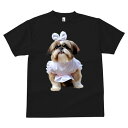 シーズー Tシャツ メンズ キッズ 犬ファン 半袖 春夏 犬柄 プリント カジュアル かわいい 人間用 個性派 ここだけのデザイン 面白 リボン シーズー ワンピース