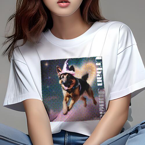 ジャーマンシェパード Tシャツ レディース 犬ファン 半袖 春夏 犬柄 プリント カジュアル かわいい 人間用 個性派 ここだけのデザイン 面白 帽子 ジャーマンシェパード(4)