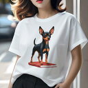ミニチュアピンシャー Tシャツ レディース 犬ファン 半袖 春夏 犬柄 プリント カジュアル かわいい 人間用 個性派 ここだけのデザイン 面白 本 ミニチュアピンシャー(4)