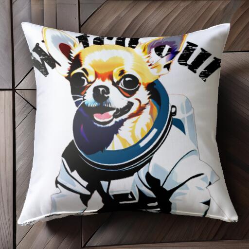 宇宙服 チワワ クッションカバー 45×45cm アニマル柄 おしゃれ 可愛い クッション本體付き 正方形 犬ファン
