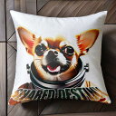 宇宙服 チワワ クッションカバー 45×45cm アニマル柄 おしゃれ 可愛い クッション本体付き 正方形 犬ファン