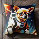 宇宙 チワワ 宇宙服 スペース 星 クッションカバー 45×45cm アニマル柄 おしゃれ 可愛い クッション本体付き 正方形 犬ファン