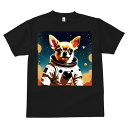 チワワ Tシャツ メンズ キッズ 犬ファン 半袖 春夏 犬柄 プリント カジュアル かわいい 人間用 個性派 ここだけのデザイン 面白 宇宙 チワワ 宇宙服 星(4)