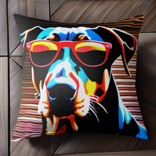サングラス ドーベルマン クッションカバー 45×45cm アニマル柄 おしゃれ 可愛い クッション本体付き 正方形 犬ファン