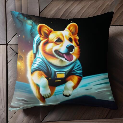 宇宙 コーギー スペース 月面 クッションカバー 45×45cm アニマル柄 おしゃれ 可愛い クッション本體付き 正方形 犬ファン