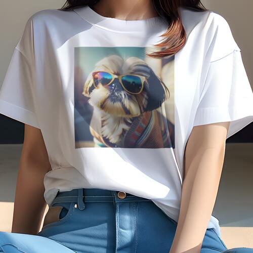 シーズー Tシャツ レディース 犬ファン 半袖 春夏 犬柄 プリント カジュアル かわいい 人間用 個性派 ここだけのデザイン 面白 サングラス シーズー 服