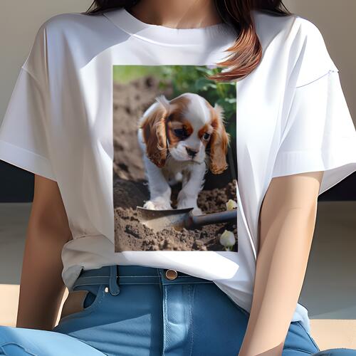 キャバリア Tシャツ レディース 犬ファン 半袖 春夏 犬柄 プリント カジュアル かわいい 人間用 個性派 ここだけのデザイン 面白 土 キャバリア シャベル 庭 キャバリア Tシャツ レディース 犬ファン 半袖 春夏 犬柄 プリント カジュアル かわいい 人間用 個性派 ここだけのデザイン 面白 土 キャバリア シャベル 庭
