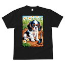 キャバリアキングチャールズスパニエル Tシャツ メンズ キッズ 犬ファン 半袖 春夏 犬柄 プリント カジュアル かわいい 人間用 個性派 ここだけのデザイン 面白 花 キャバリアキングチャールズスパニエル 庭 シャベル