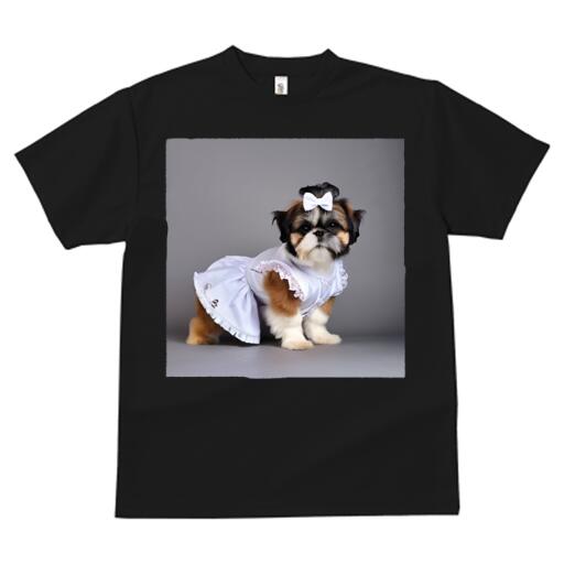 シーズー Tシャツ レディース 犬ファン 半袖 春夏 犬柄 プリント カジュアル かわいい 人間用 個性派 ここだけのデザイン 面白 ドレス シーズー リボン