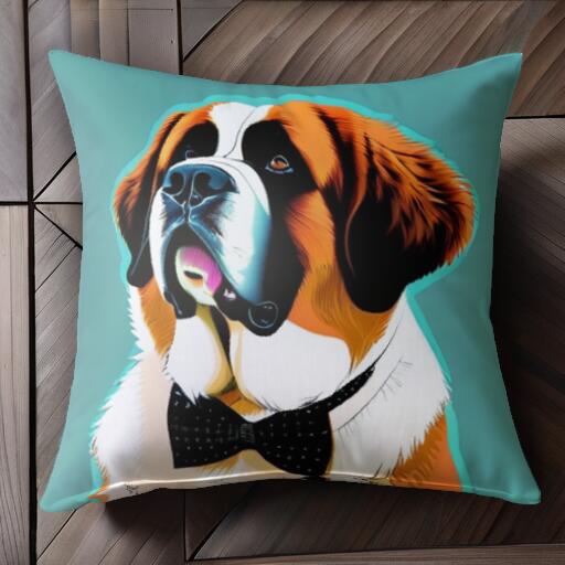 蝶ネクタイ セントバーナード クッションカバー 45×45cm アニマル柄 おしゃれ 可愛い クッション本体付き 正方形 犬ファン