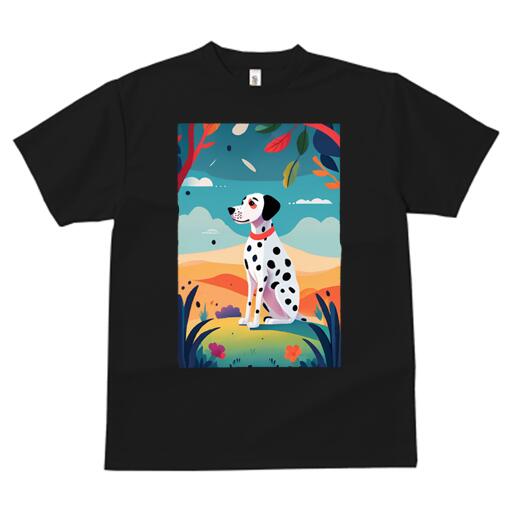 ダルメシアン Tシャツ メンズ キッズ 犬ファン 半袖 春夏 犬柄 プリント カジュアル かわいい 人間用 個性派 ここだけのデザイン 面白 風景 ダルメシアン 自然 秋 木