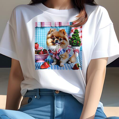 ポメラニアン Tシャツ レディース 犬ファン 半袖 春夏 犬柄 プリント カジュアル かわいい 人間用 個性..
