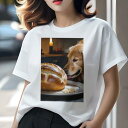 ゴールデンレトリバー Tシャツ レディース 犬ファン 半袖 春夏 犬柄 プリント カジュアル かわいい 人間用 個性派 ここだけのデザイン 面白 パン ゴールデンレトリバー キャンドル