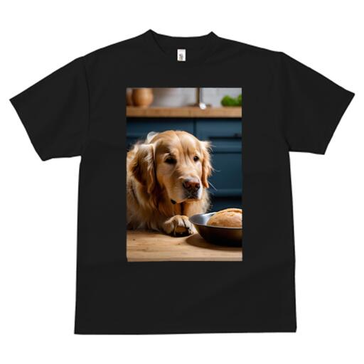 楽天フロントップ楽天市場店ゴールデンレトリバー Tシャツ メンズ キッズ 犬ファン 半袖 春夏 犬柄 プリント カジュアル かわいい 人間用 個性派 ここだけのデザイン 面白 パン ゴールデンレトリバー キッチン