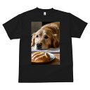 ゴールデンレトリバー Tシャツ メンズ キッズ 犬ファン 半袖 春夏 犬柄 プリント カジュアル かわいい 人間用 個性派 ここだけのデザイン 面白 パン ゴールデンレトリバー 食べ物