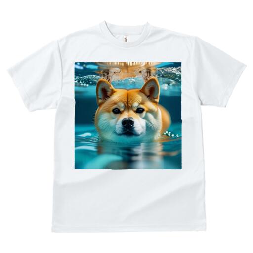 柴犬 Tシャツ レディース 犬ファン 半袖 春夏 犬柄 プリント カジュアル かわいい 人間用 個性派 ここだけのデザイン 面白 水 柴犬 プール