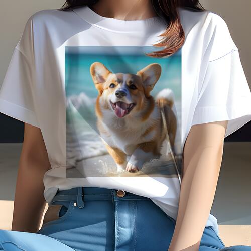 コーギー Tシャツ レディース 犬ファン 半袖 春夏 犬柄 プリント カジュアル かわいい 人間用 個性派 ここだけのデザイン 面白 ビーチ コーギー 海 波 砂浜 コーギー Tシャツ レディース 犬ファン 半袖 春夏 犬柄 プリント カジュアル かわいい 人間用 個性派 ここだけのデザイン 面白 ビーチ コーギー 海 波 砂浜
