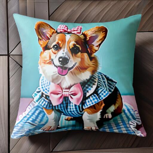 リボン コーギー 服 チェック柄 ク