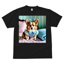コーギー Tシャツ メンズ キッズ 犬ファン 半袖 春夏 犬柄 プリント カジュアル かわいい 人間用 個性派 ここだけのデザイン 面白 リボン コーギー ギンガムチェック ワンピース ベッド