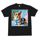コーギー Tシャツ メンズ キッズ 犬ファン 半袖 春夏 犬柄 プリント カジュアル かわいい 人間用 個性派 ここだけのデザイン 面白 ギンガムチェック コーギー ワンピース