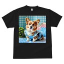 コーギー Tシャツ メンズ キッズ 犬ファン 半袖 春夏 犬柄 プリント カジュアル かわいい 人間用 個性派 ここだけのデザイン 面白 ギンガムチェック コーギー ワンピース