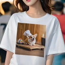 コーギー Tシャツ レディース 犬ファン 半袖 春夏 犬柄 プリント カジュアル かわいい 人間用 個性派 ここだけのデザイン 面白 寿司 コーギー シェフの帽子 キャンドル