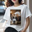 セントバーナード Tシャツ レディース 犬ファン 半袖 春夏 犬柄 プリント カジュアル かわいい 人間用 個性派 ここだけのデザイン 面白 キャンドル セントバーナード