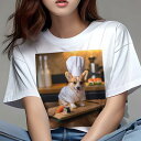 コーギー Tシャツ レディース 犬ファン 半袖 春夏 犬柄 プリント カジュアル かわいい 人間用 個性派 ここだけのデザイン 面白 寿司 コーギー シェフの帽...