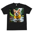 コーギー Tシャツ メンズ キッズ 犬ファン 半袖 春夏 犬柄 プリント カジュアル かわいい 人間用 個性派 ここだけのデザイン 面白 雨 コーギー レインコ...
