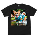 コーギー Tシャツ メンズ キッズ 犬ファン 半袖 春夏 犬柄 プリント カジュアル かわいい 人間用 個性派 ここだけのデザイン 面白 雨 コーギー レインコ...