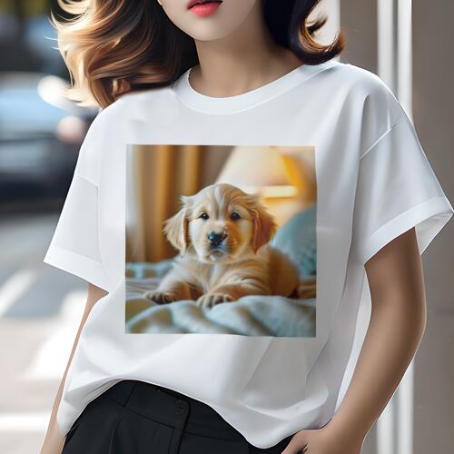 ゴールデンレトリバー Tシャツ レディース 犬ファン 半袖 春夏 犬柄 プリント カジュアル かわいい 人間用 個性派 ここだけのデザイン 面白 ゴールデンレトリバー
