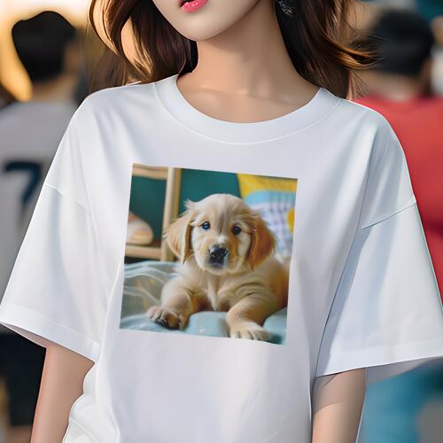 ゴールデンレトリバー Tシャツ レディース 犬ファン 半袖 春夏 犬柄 プリント カジュアル かわいい 人..