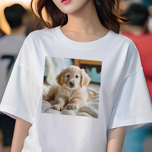 ゴールデンレトリバー Tシャツ レディース 犬ファン 半袖 春夏 犬柄 プリント カジュアル かわいい 人..