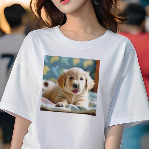 ゴールデンレトリバー Tシャツ レディース 犬ファン 半袖 春夏 犬柄 プリント カジュアル かわいい 人..