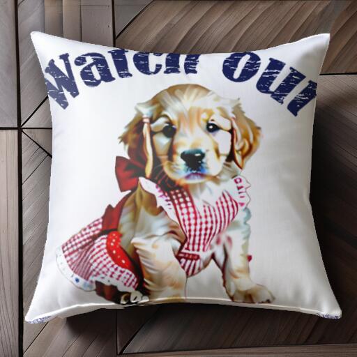 犬服 ゴールデンレトリバー エプロン リボン クッションカバー 45×45cm アニマル柄 おしゃれ 可愛い ク..