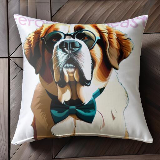 メガネ セントバーナード 蝶ネクタイ クッションカバー 45×45cm アニマル柄 おしゃれ 可愛い クッション本体付き 正方形 犬ファン