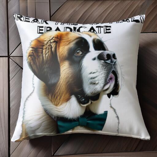 蝶ネクタイ セントバーナード クッションカバー 45×45cm アニマル柄 おしゃれ 可愛い クッション本体付き 正方形 犬ファン