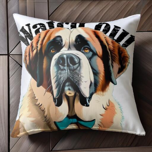 蝶ネクタイ セントバーナード クッションカバー 45×45cm アニマル柄 おしゃれ 可愛い クッション本体付き 正方形 犬ファン