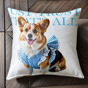 ギンガムチェック コーギー ワンピース クッションカバー 45×45cm アニマル柄 おしゃれ 可愛い クッション本体付き 正方形 犬ファン