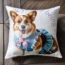 ワンピース コーギー クッションカバー 45×45cm アニマル柄 おしゃれ 可愛い クッション本体付き 正方形 犬ファン