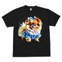 ポメラニアン Tシャツ メンズ キッズ 犬ファン 半袖 春夏 犬柄 プリント カジュアル かわいい 人間用 個性派 ここだけのデザイン 面白 リボン ポメラニアン ワンピース