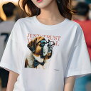 セントバーナード Tシャツ レディース 犬ファン 半袖 春夏 犬柄 プリント カジュアル かわいい 人間用 個性派 ここだけのデザイン 面白 蝶ネクタイ セントバーナード メガネ(4)