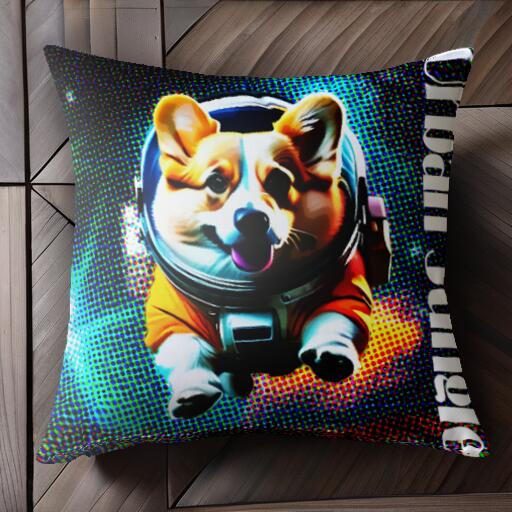 宇宙 コーギー 宇宙服 クッションカバー 45×45cm アニマル柄 おしゃれ 可愛い クッション本体付き 正方..
