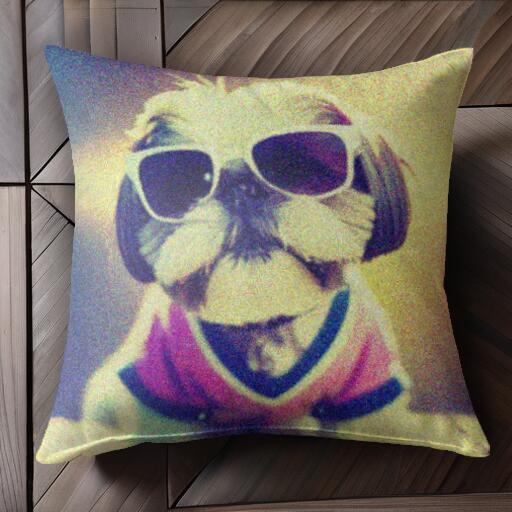 サングラス シーズー Tシャツ クッションカバー 45×45cm アニマル柄 おしゃれ 可愛い クッション本体付..