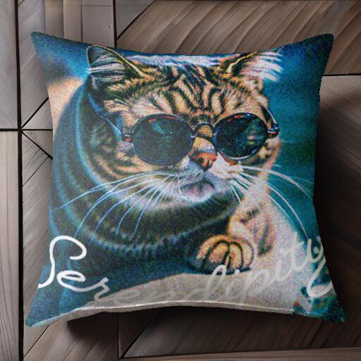 サングラス クッションカバー 45×45cm アニマル柄 おしゃれ 可愛い クッション本体付き 正方形 犬ファン